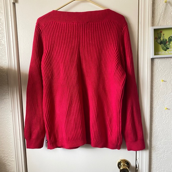 Tommy Hilfiger Sweater Womens Large L Hot Pink Cable Knit Long Sleeve Pullover - Picture 5 of 6